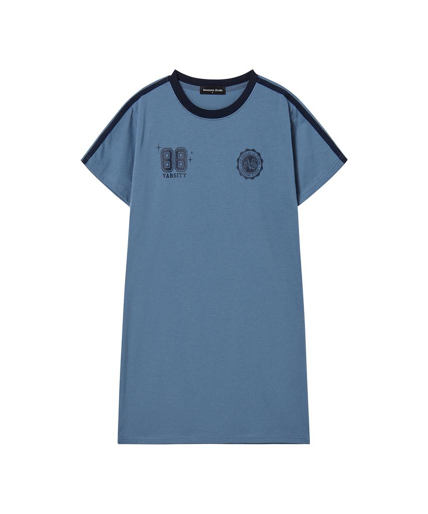 Awesome Studio Football Line Color Block Dress Indigo