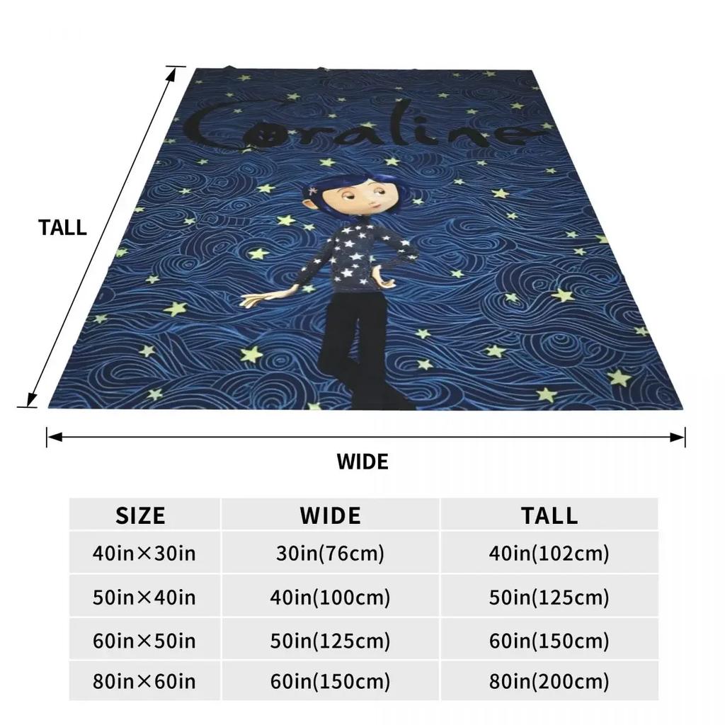 Coralines Doll Horror Cartoon Merch Throw Blanket Soft Blanket Suprise Gifts