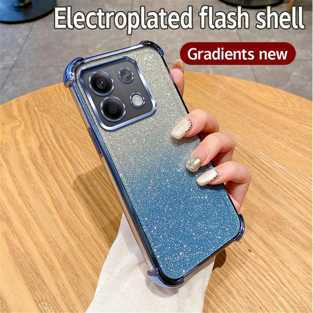 Luxury Glitter Case For Xiaomi Redmi Note 13 12 11 10 Pro 9S Note 11S 13 13C 12 12C 10 10C Shockproof Soft Silicon Plating Cover
