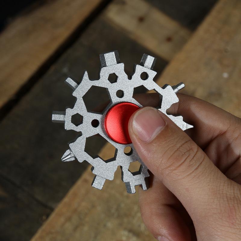 Multi Functional 23 in One Fingertip Gyro Decompression Toy Snowflake Wrench Portable Outdoor Combination Maintenance Tool