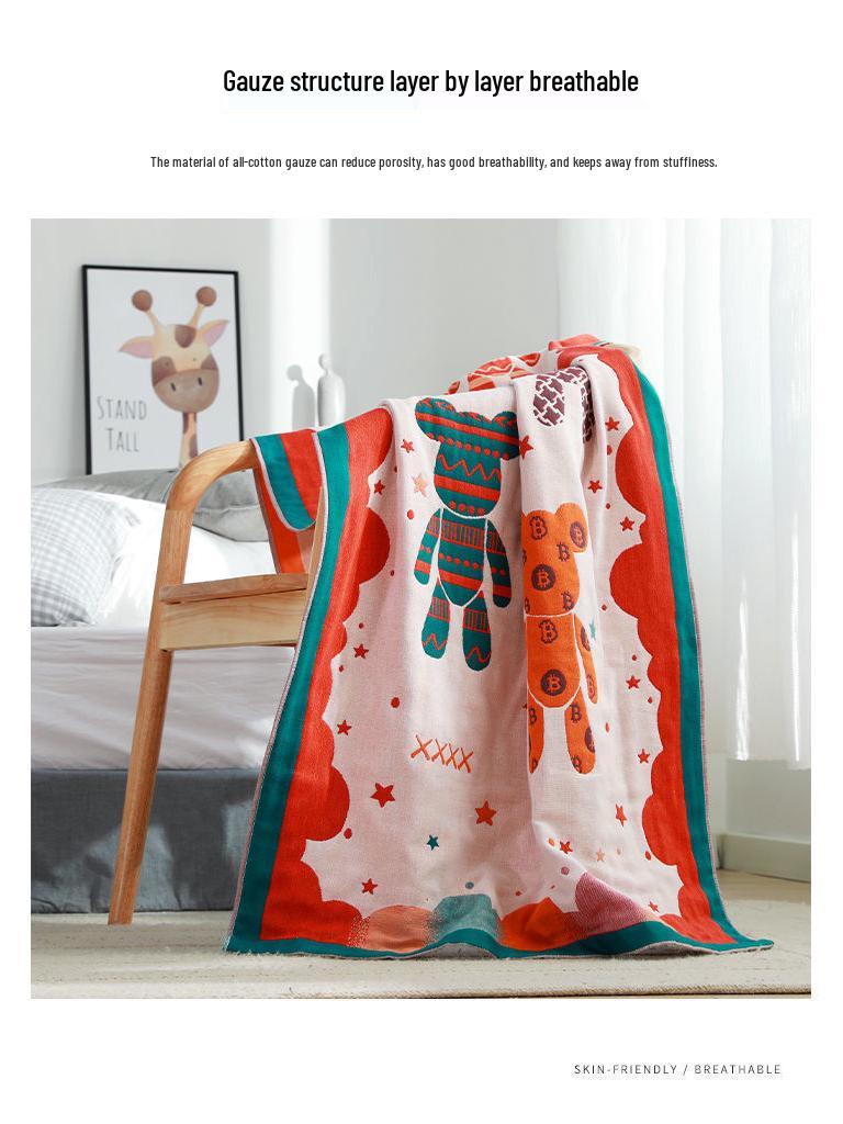 Drainage Style National Tide Pure Cotton Quick-Dry Cartoon Bath Towel for Men and Women