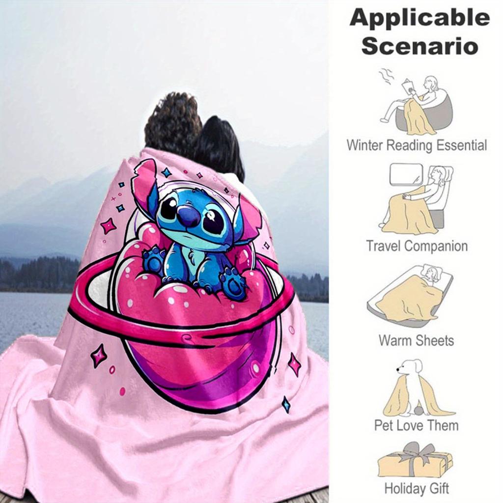 1pz Coperta con Stampa Stitch - Morbida, Coperta per Tutte le Stagioni per Soggiorno, Camera da Letto, Regalo Personalizzato con Adorabile Design Cartoon