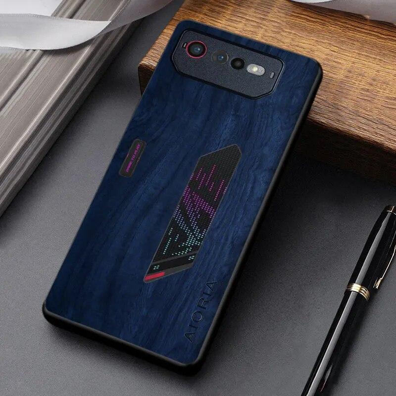 Pouzdro pro Asus ROG Phone 6 coque jednoduchý unikátní design lehký dřevěný vzor pu kožený kryt pro pouzdro Asus rog phone 6