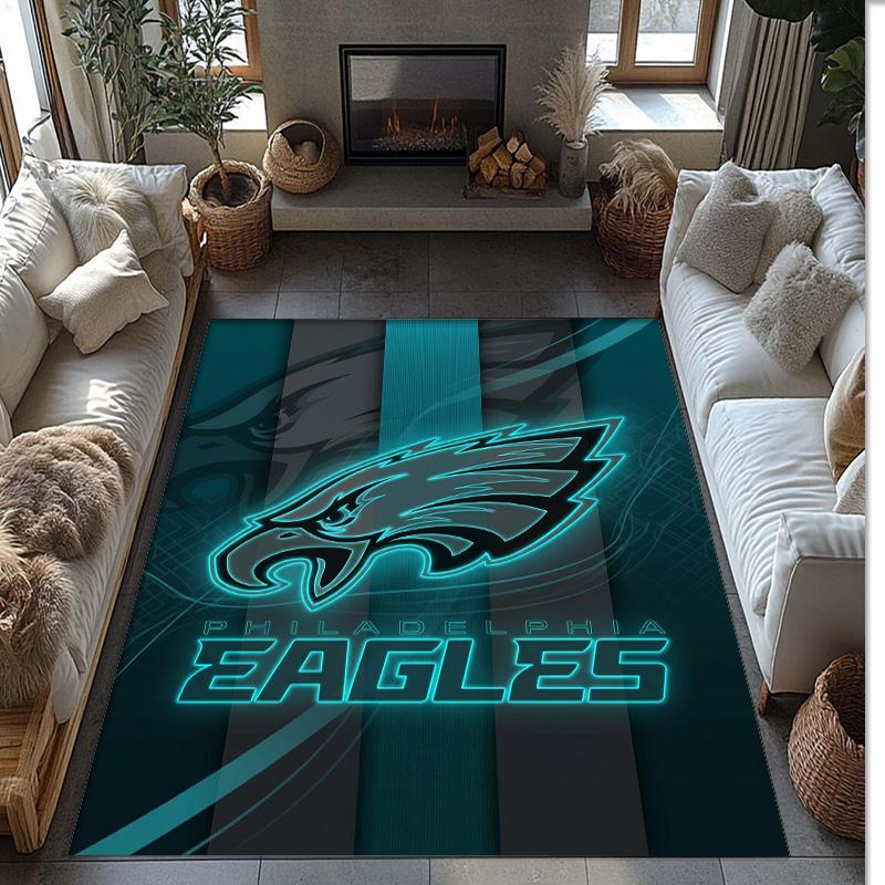 Philadelphia Eagles Tappeto in Velluto di Cristallo Morbido Anti?Tappetino Antiscivolo Comodo per Casa Soggiorno Camera da Letto Tappeto Decorativo