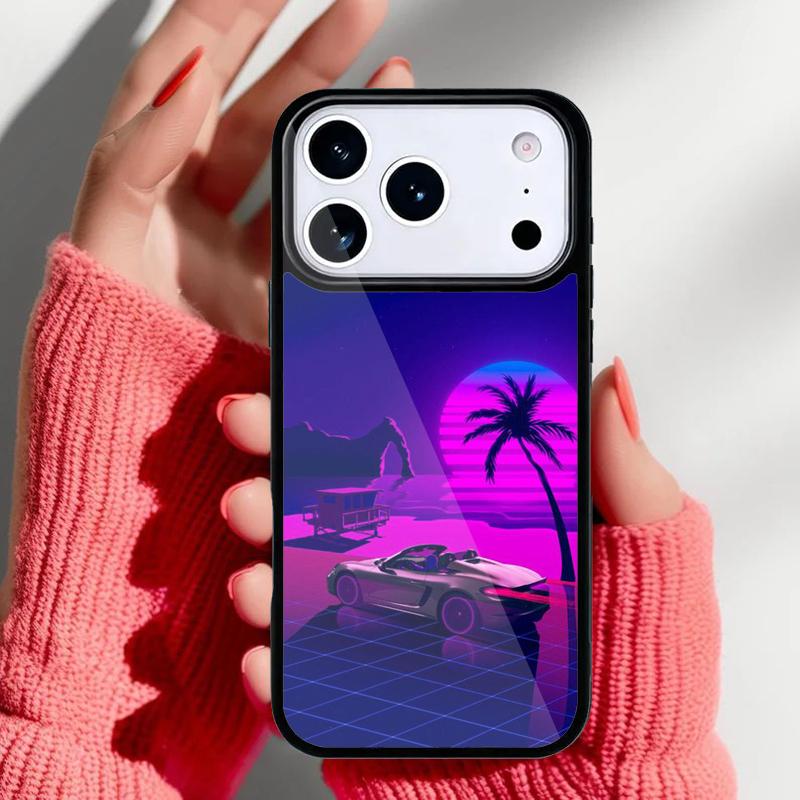 Synthwave 80's Retro Neon Phone Case for iPhone 17 Air 16e 15 14 13 Pro Max Back Cover for 12 11 Pro Coque