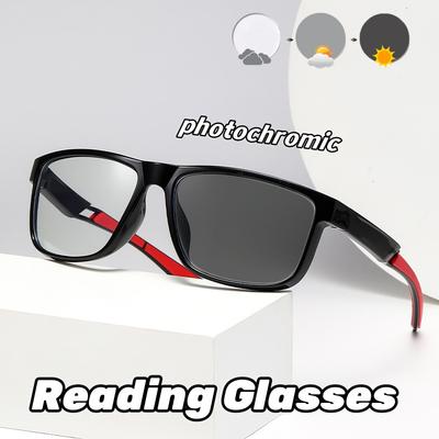 Light Sensitive Color Changing Outdoor Sports Reading Glasses Dual-purpose Square Presbyopia for Near Far Use