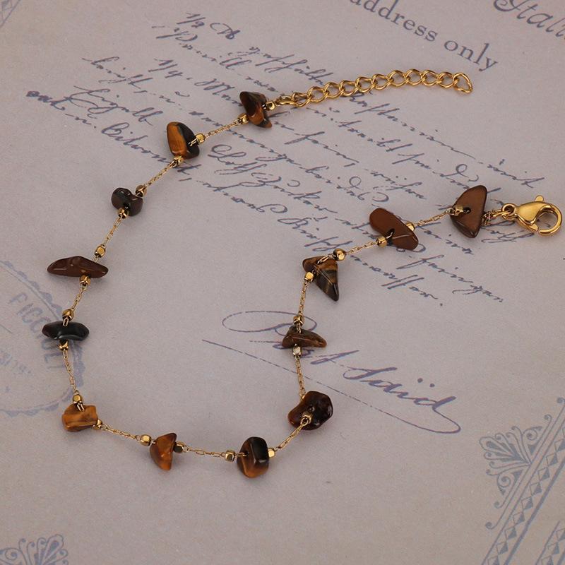 JMJM Colorful Gravel Bracelet Exotic Temperament Stainless Steel Bracelet Black Bead Jewelry