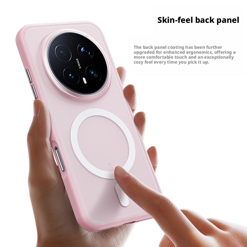 For Honor Magic 8/Magic 8 Pro/Magic8 Pro Case Skin-feel Matte Translucent 360° Holder Ring Magnetic Anti Slip Protective Cover