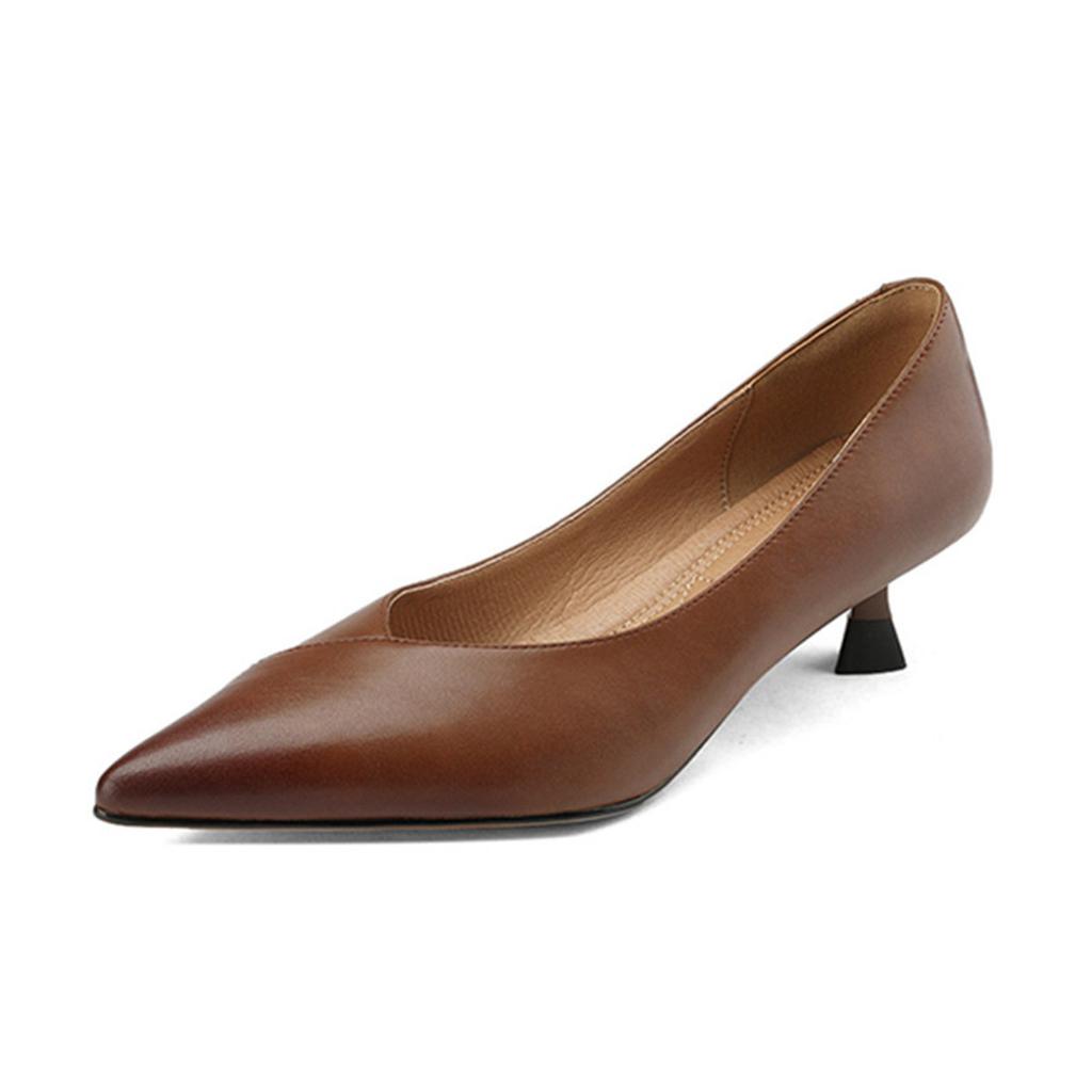 [British century old brand] Retro pointed thin heel patchwork fashion shoes with comfortable and versatile midsole for women's singles
