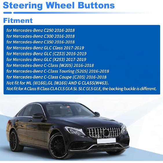 Steering Wheel Buttons for Mercedes-Benz C250 C300 C350 C-Class (W205) 2016-2018 for Mercedes-Benz GLC Class Steering Wheel Button Cover Replaces