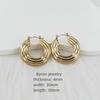 High Quality Women 18k Gold Plated Stainless Steel Huggie Earrings Hypoallergenic Jewelry Screw Twisted C-shape Hoop Earrings