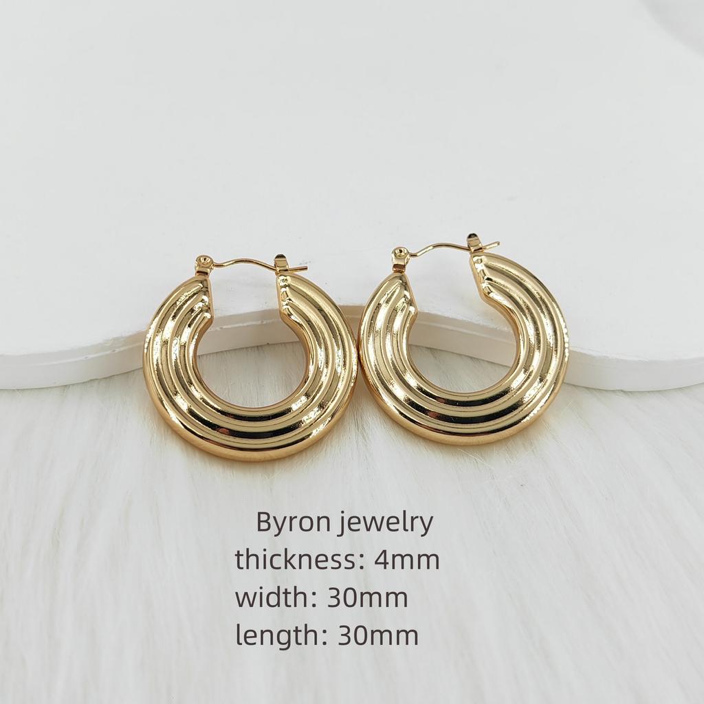 High Quality Women 18k Gold Plated Stainless Steel Huggie Earrings Hypoallergenic Jewelry Screw Twisted C-shape Hoop Earrings