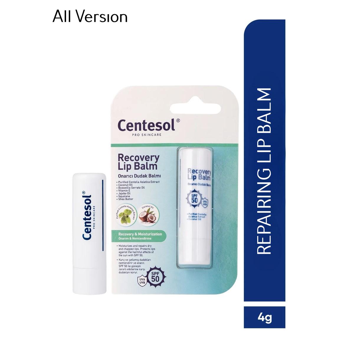 

Centesol Restorative Moisturizing & Nourishing Lip Balm SPF 50+ 4g (Centella Asiatica, Coconut Oil)