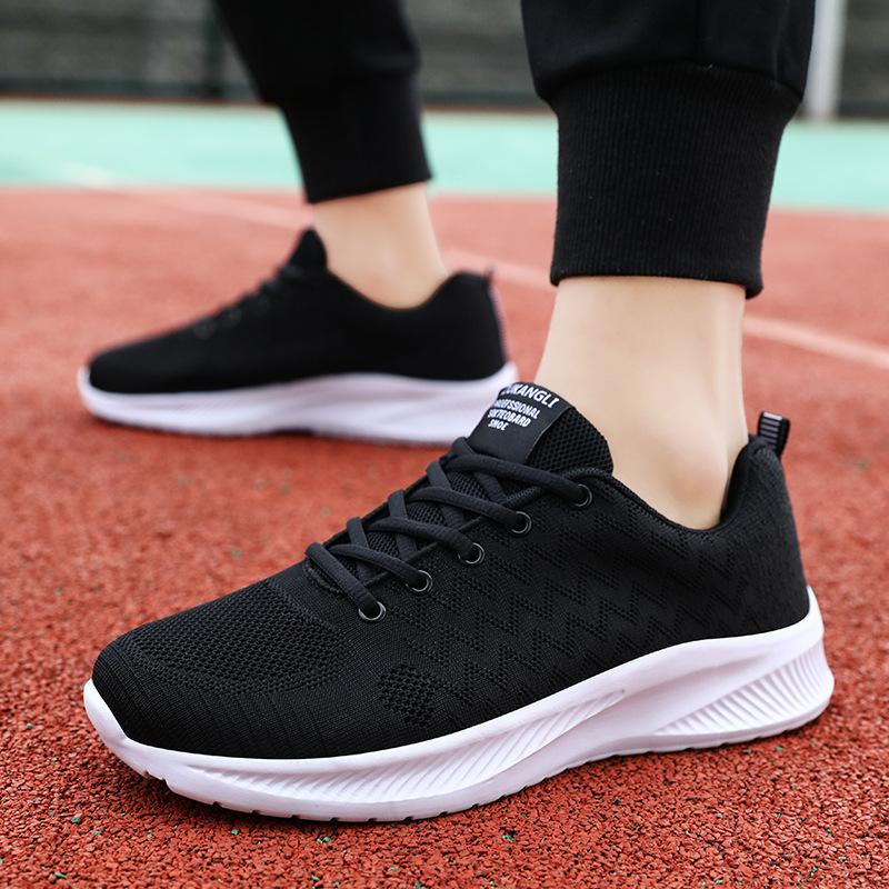 Black brand men's shoes mesh breathable sports shoes soft sole light running shoes men's thick sole comfortable casual travel shoes