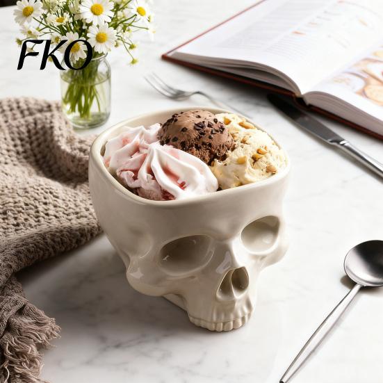 Bar Nut Holder Halloween Skull Candy Bowl Gothic Ceramic Portable Skeleton Head Style Home Decor Dining Table Ornament Party