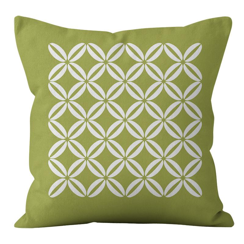 Small Clear Green Geometric Flower Print Pillowcase Short Velvet Cushion Living Room Sofa Pillowcase