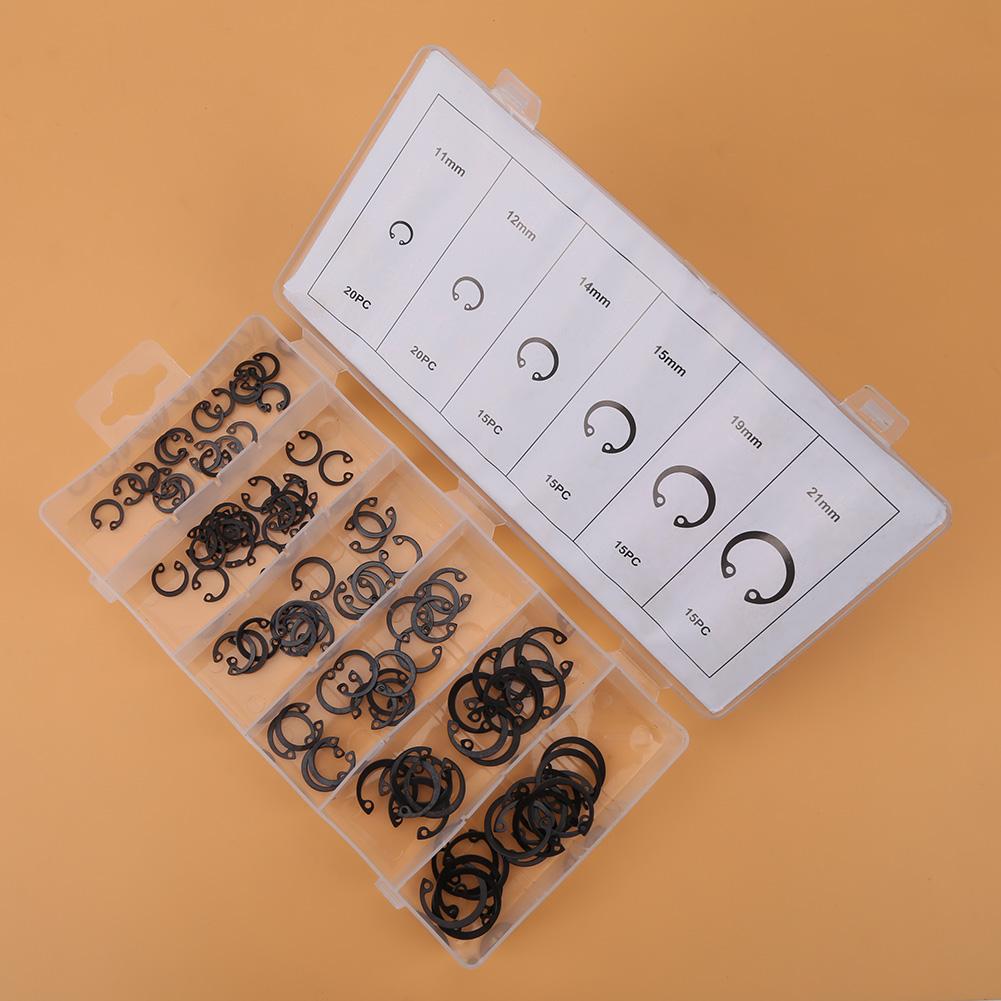 100pcs Snap Retaining Ring Circlip Assortment Set 11mm 21mm 6 Sizes with Box
