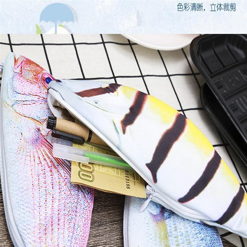 Creative Kawaii Korea Style Fish Shaped Pencils Case Bag Portable School Stationery Makeup Box