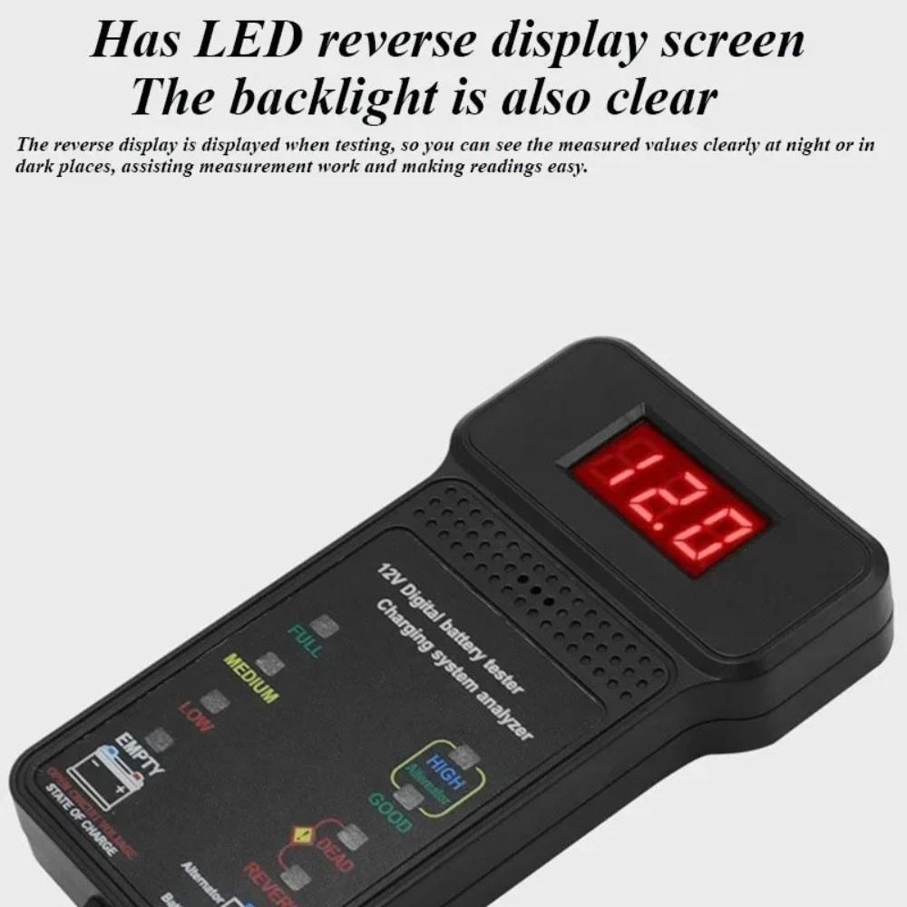 with Alligator Clips 12V Digital Battery Tester Automotive Cranking System Tester  Electrician Tool