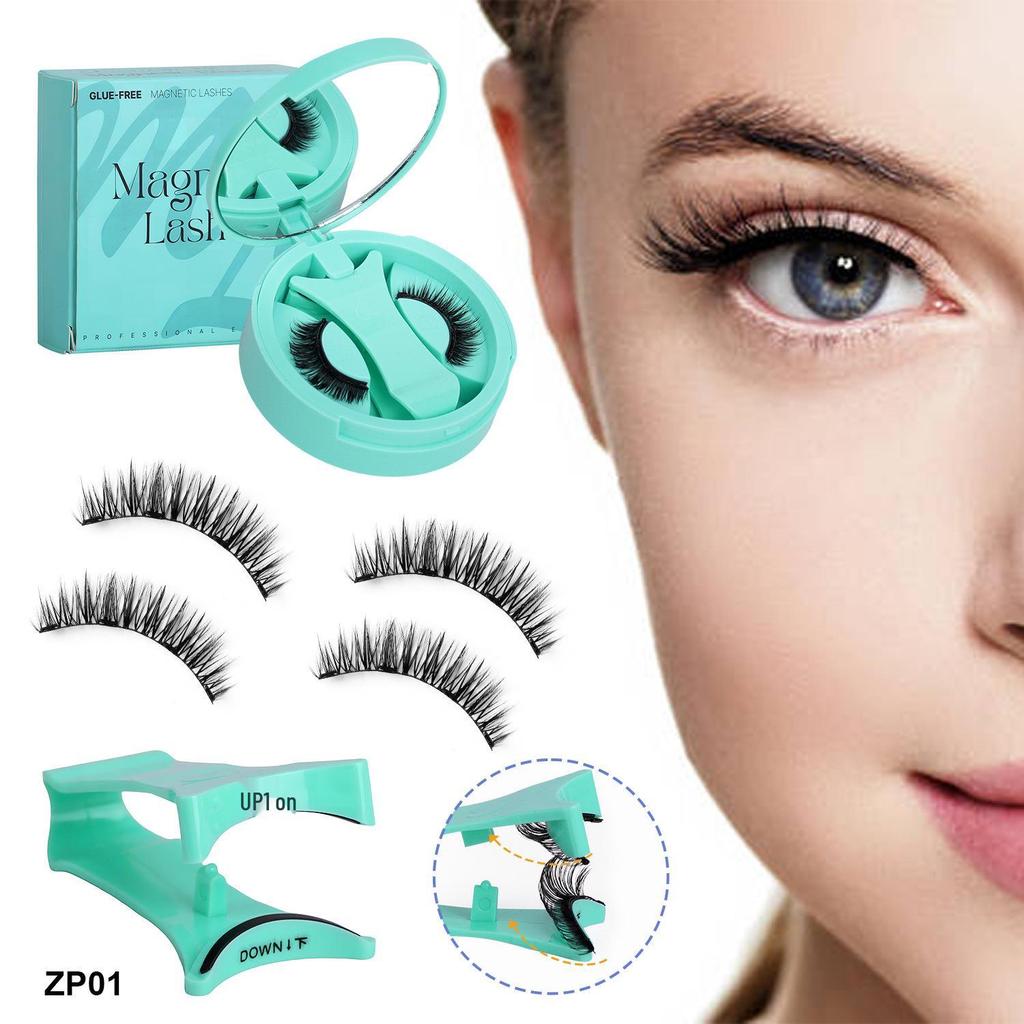 New Magnetic False Eyelashes Set: Colored, Glue-Free, One-Piece Design with Integrated Box.