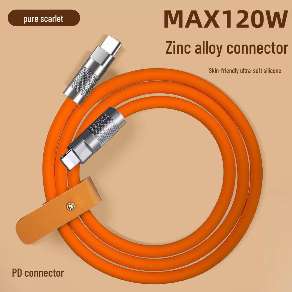 120W Zinklegierung Flüssig Weichgummi Schnelllade-USB-C-Kabel für Android