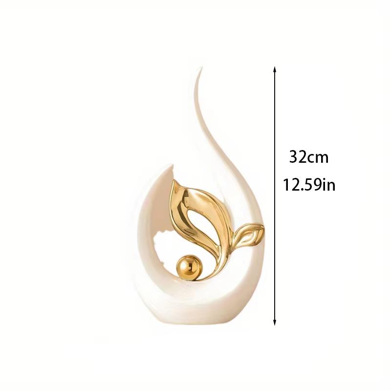 White Gold Home Decor Accent Ceramic Statue Abstract Sculptures Centerpieces Mid Century Modern Decor for Tables Coffee Table