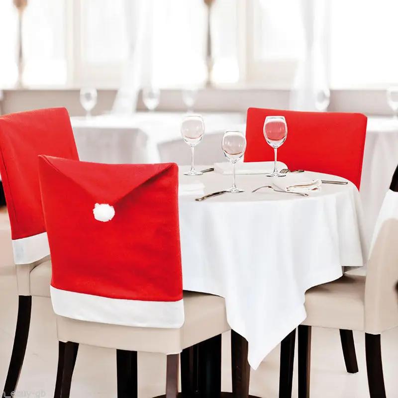 Christmas Chair Cover Red Non-woven Chair Cover Christmas Table Decoration Dining Chair Cover Christmas Party Party Supplies 6PC