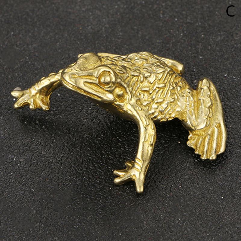 Figurine de broască din alamă masivă, miniaturi, ceai, animale de companie, jucărie, ornament, decorare, accesorii de meșteșuguri, accesorii norocoase, cupru, statui de animale, decor