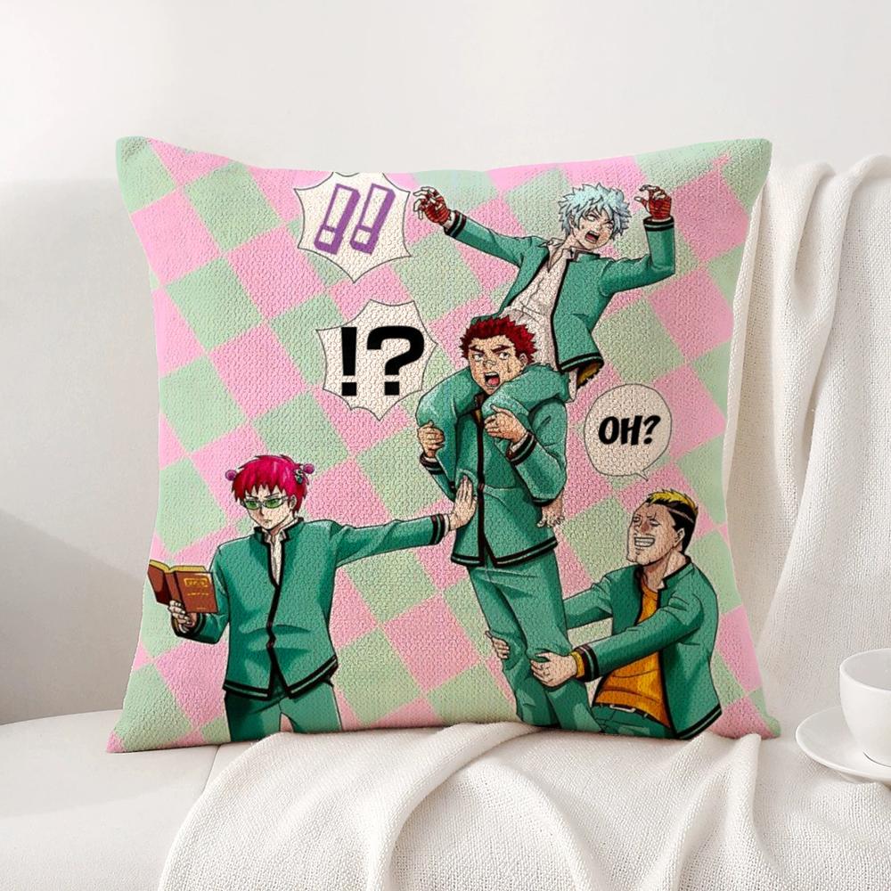 Disastrous Life S-Saiki K Cushion Cover Summer Coolness Linen Fabric Double-Sided Printing Pillow Case Sofa Home Decor Gift