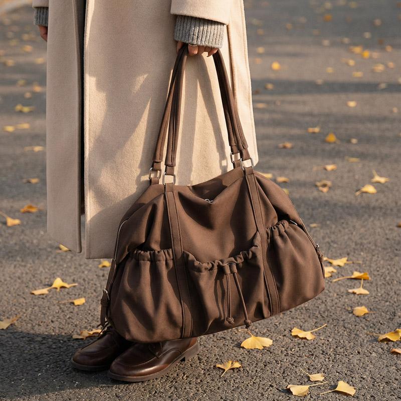Elegant PU Tote Bag for Women – Fashionable Drawstring Bottom Design with Adjustable Shoulder Strap, Perfect for Work & Daily Use