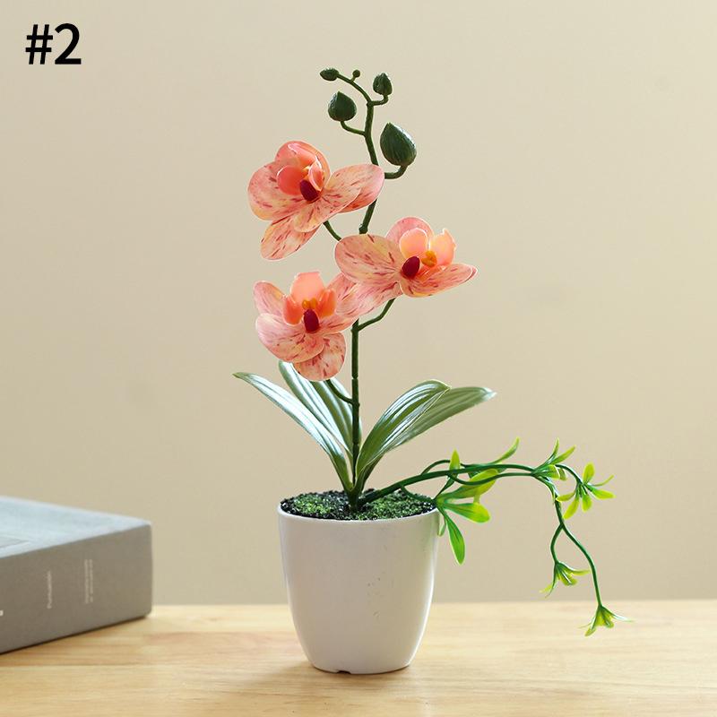 3D Orchid Artificial Butterfly Orchid Bonsai with Pot Simulation Butterfly Orchid Bonsai Fake Flower Wedding Decoration Flores