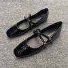 Fashion Flat Shoes for Women Spring Autumn 2025 Vintage Patent Leather Mary Jane Shoes Square Toe Plus Size 43 44 Single Shoes for Women