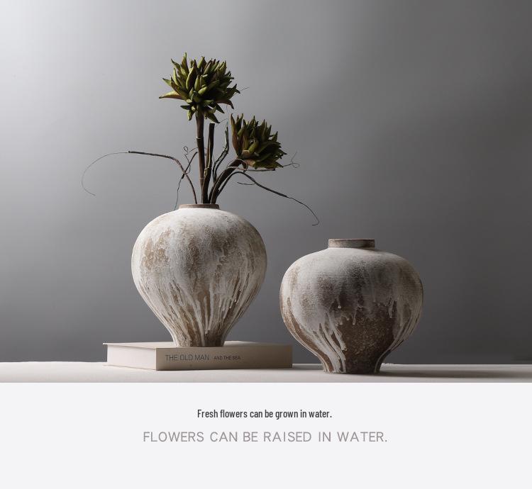 Modern Minimalist Retro Wabi-Sabi Zen Pottery Vase - Large Ceramic Decor for Home or Hotel