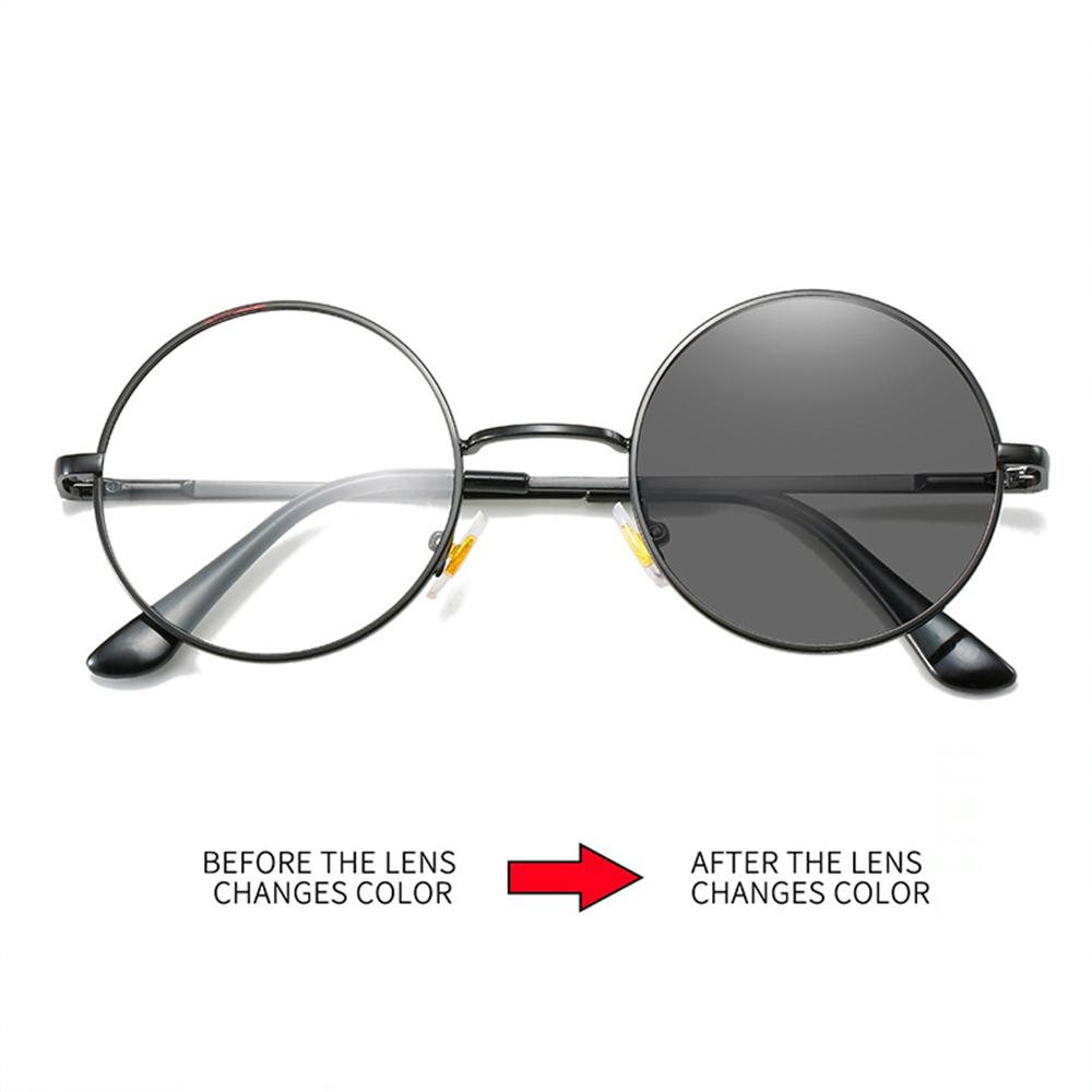 VIVIBEE Photochromic Mens Blue Light Blocking Glasses Retro UV400 Anti Glare Round Color Changing Sunglasses Computer Shades