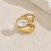 2025 New Wind Ring Geometric Inlaid Pearl Design Open Ring Versatile Premium Ring