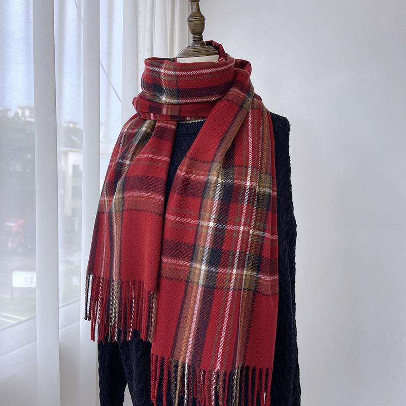 Unisex Warm Plaid Scarf – Yarn-Dyed, Windproof, and Cozy Imitation Cashmere Shawl for Autumn and Winter