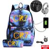 Star Peripheral Printing Cr7 Schoolbag Leisure Travel Multi-Functional Backpack Student Pencil Case Two-Piece Set