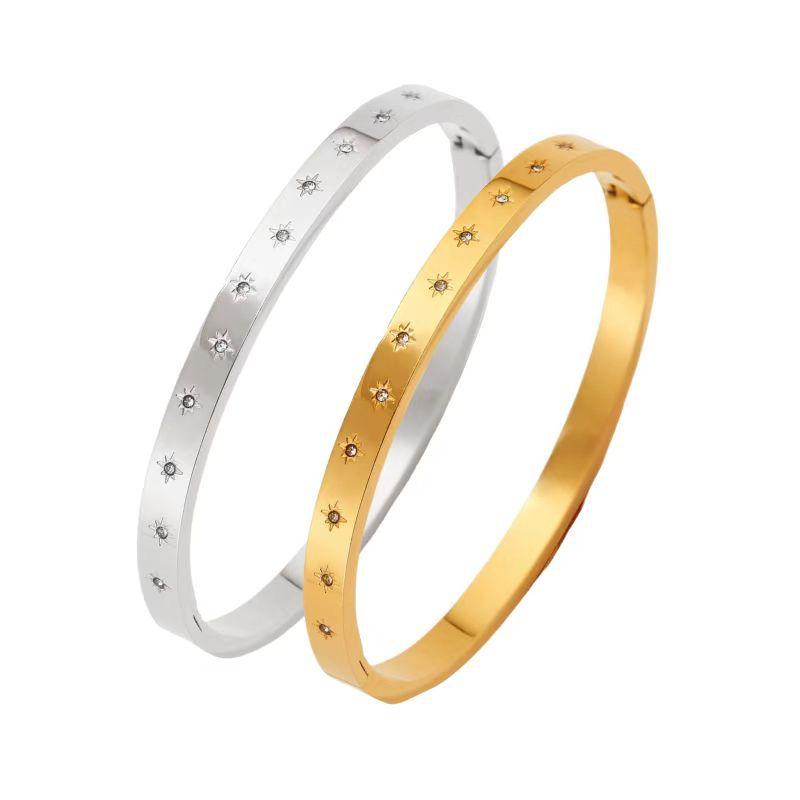 European and American Jewelry Plain Titanium Steel Style Eight-pointed Star Waterproof Stacking Bracelet