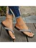 Fashion Flip Flops Woman  Shoes Square Toe Leather Slippers Casual Anti-Slip Large Size Sandals for Women Outdoor and Indoor