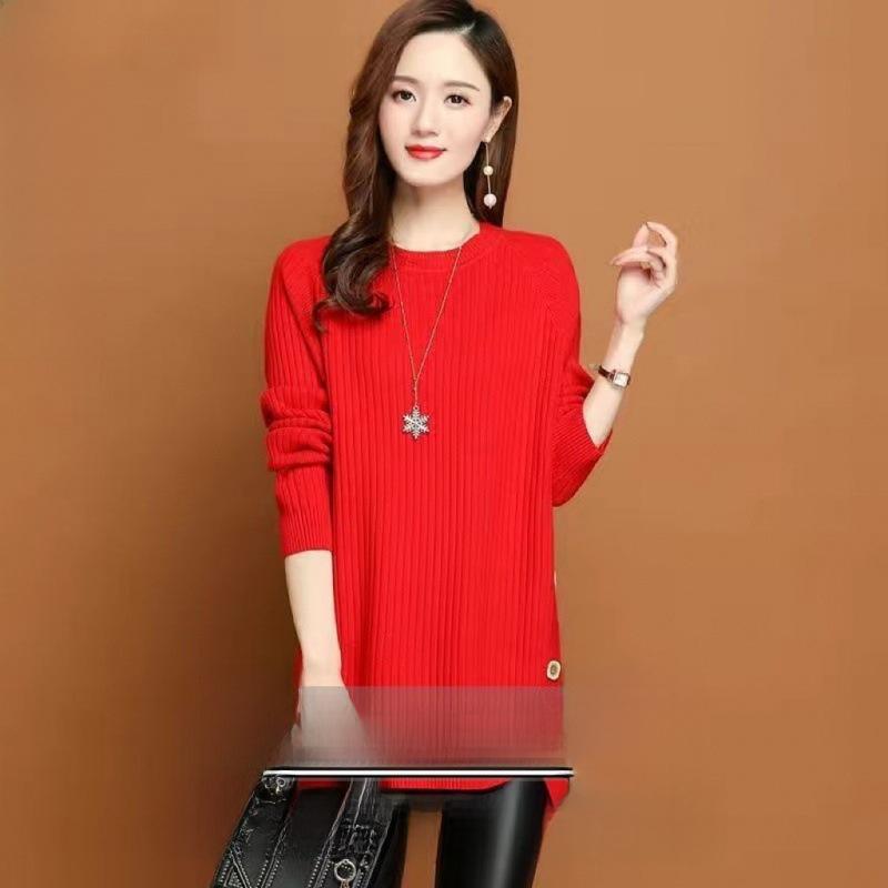 Trendy Slim-Fit Knitted Sweaters for Plus-Size Women - Medium To Long Length, Perfect for Autumn and Winter.