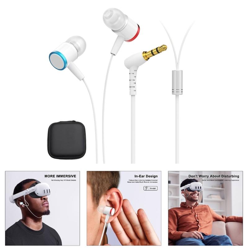 Immersive VR Sound Earphones Comfort Fit In Ear Earphones Wire Earpieces with Clear Sound for Q 3 with Box