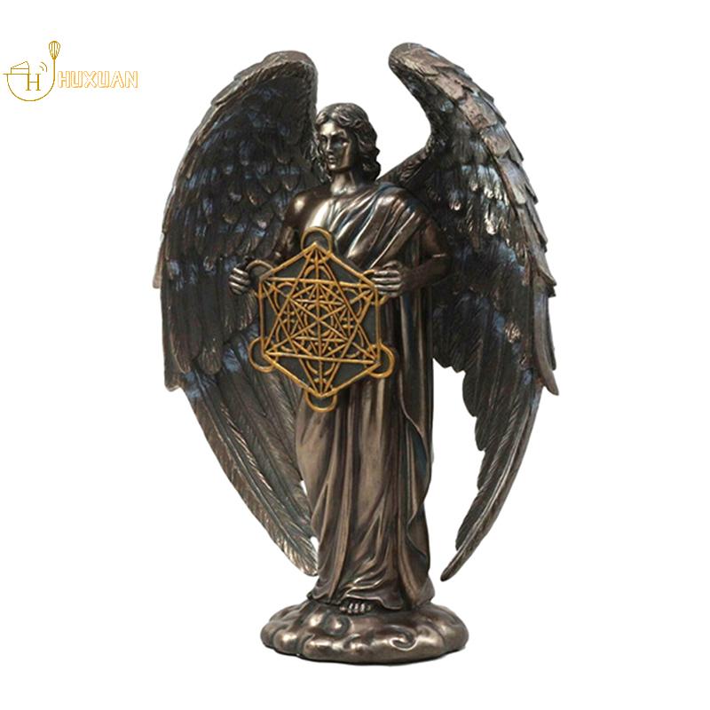 Talmudic Judaism Metatron Angel Holding Sacred Flower of Life Geometric Statue Angelic Celestial Scribe Prophet Enoch Figurine