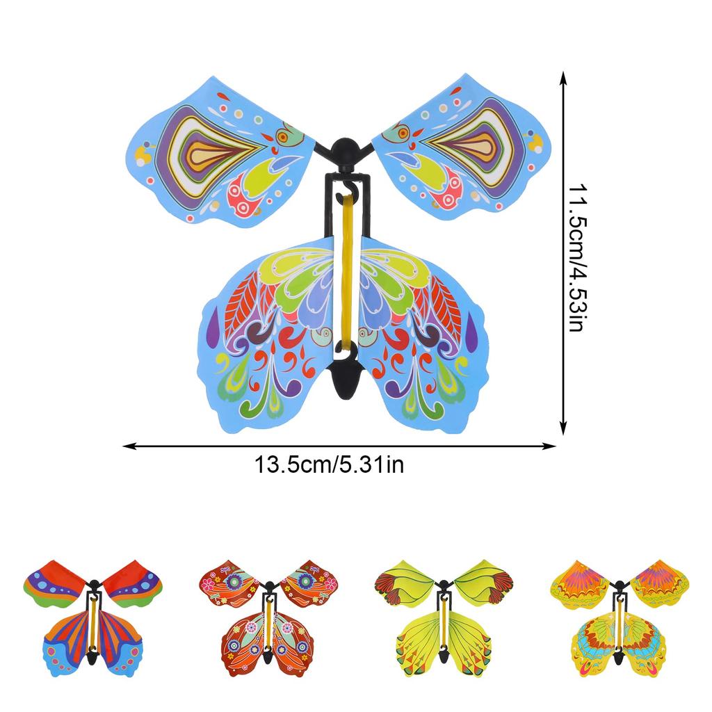 1-10Pcs Magic Flying Butterfly Fairy Flying Toys Wind Up Rubber Band Powered Butterfly Toys Decoration For Surprise Gift Party
