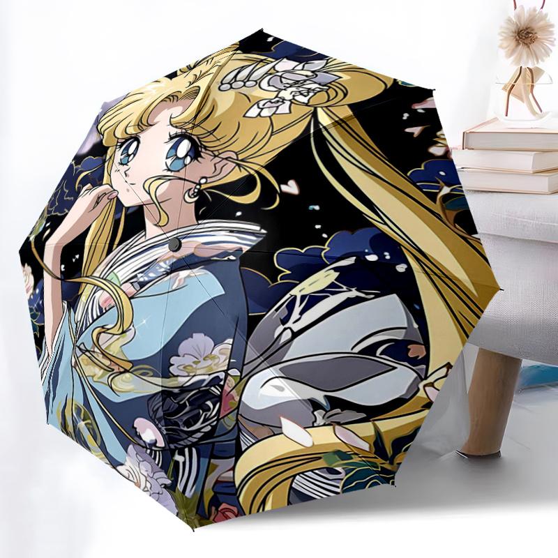 1 Stück Sailor Moons Anmut und Blumeneleganz Automatisches Öffnen und Schließen Cartoon Praktischer Regenschirm - Kleiner Schirm Geeignet für Verschiedene Anlässe,