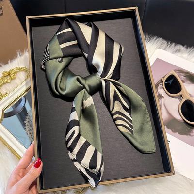 New Square Luxury Leopard Print Satin Scarf Ladies Headband Small Hair Scarves Band Female Handkerchief Bandana Foulard