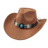Western Cowboy Style Tibetan Bull Head Accessories Fashion Top Hat Autumn/Winter New Collection Deer Skin Velvet Large Edge Riding Hat