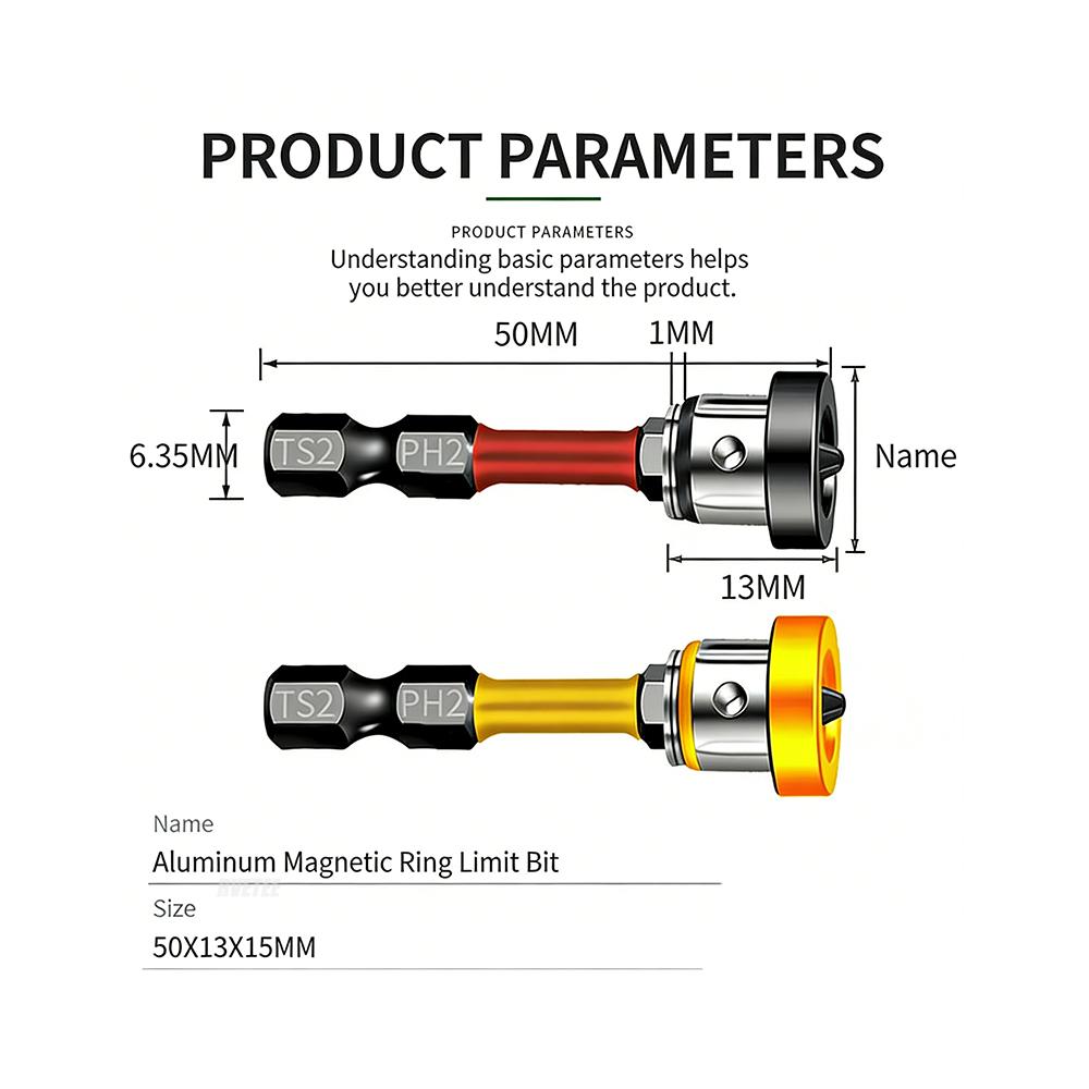 Magnetic Positioning Screwdriver Bits Drywall Screw Bit 50mm Gypsum Board Plasterboard Screws Locating Batch Head Drilling Tools