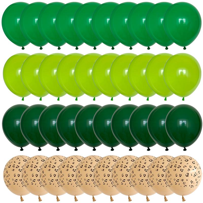 40pcs Green Balloons Set Metallic Confetti Balloon Jungle Safari Animal Birthday Party Decorations Kids Boy Baby Shower