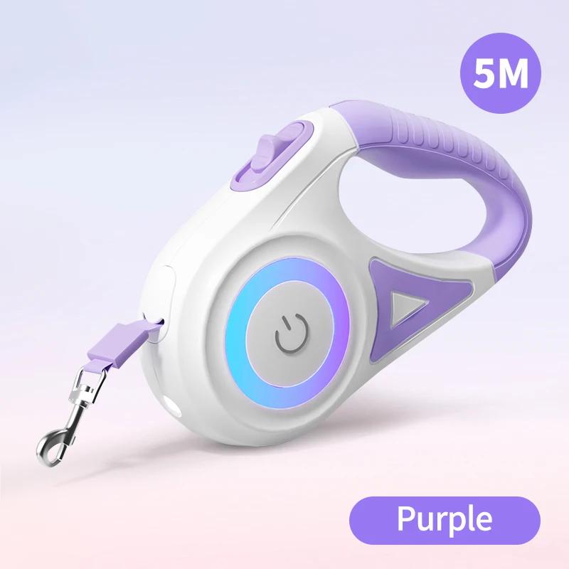 5M Automatic Dog Leash Retractable LED Luminous Leading Fashion Light Straps For Dog Puppy Pet Flexi Walking Running Lead