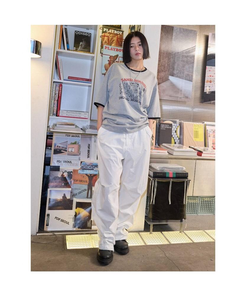 Saendeusaundeu (Unisex) Parachute Banding Pants White